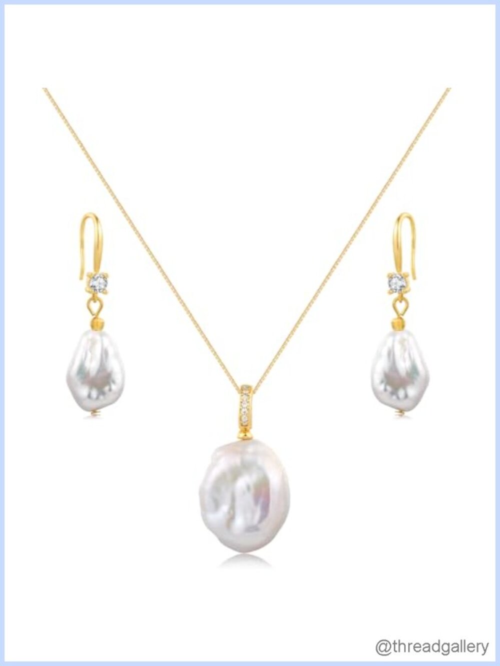 Baroque Pearl Necklace Earring Set 10-18mm S925 Sterling Silver